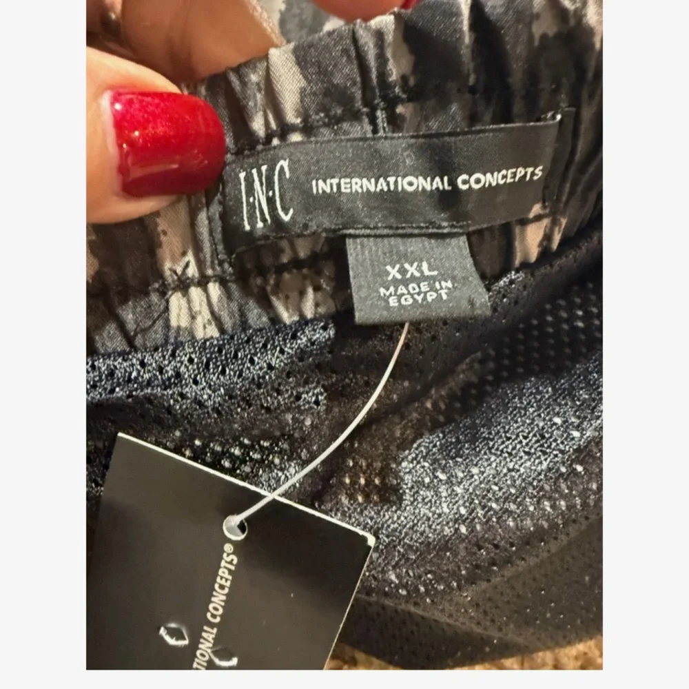 INC International Concepts Charcoal Patterned Swim Trunks